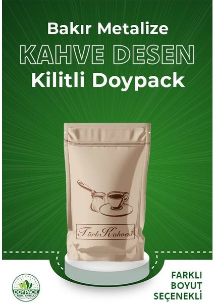 Bakır Metalize Kahve Desen Kilitli Doypack 250 - 13X18CM