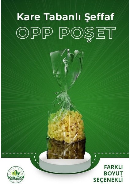 Kare Tabanlı Şeffaf Opp Poşet 250 - 6X18CM