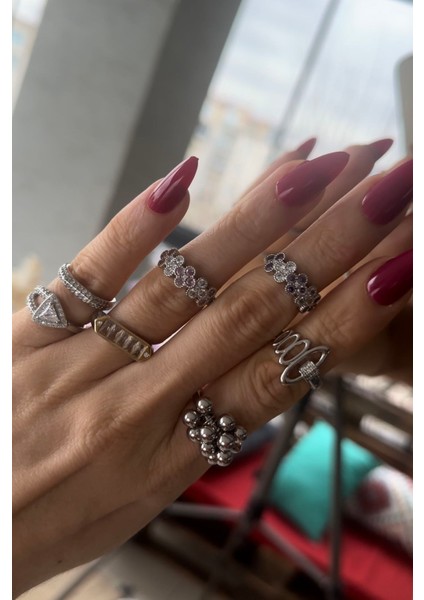 Gri Topçuklu Ayarlanabilir Yüzük