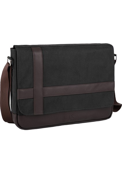 Unısex Kanvas Yatay Postacı Çantası Askılı Çanta Omuz Çanta Antrasit