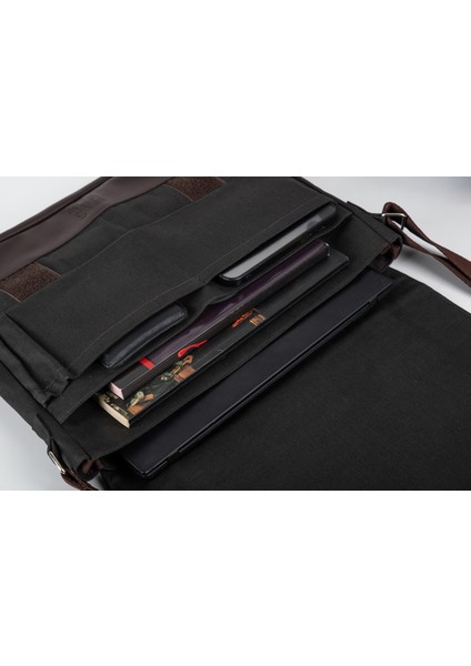 Unısex Kanvas Yatay Postacı Çantası Askılı Çanta Omuz Çanta Antrasit fiyatları