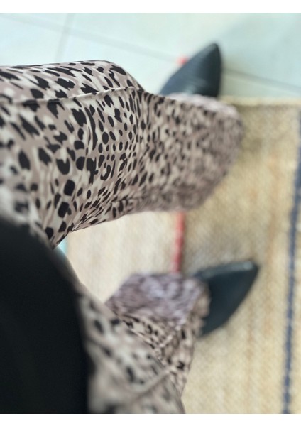 Leopar Pantolon Scuba Kumaş