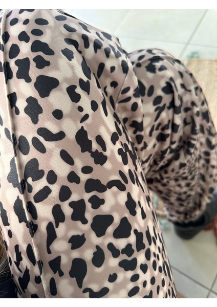 Leopar Pantolon Scuba Kumaş