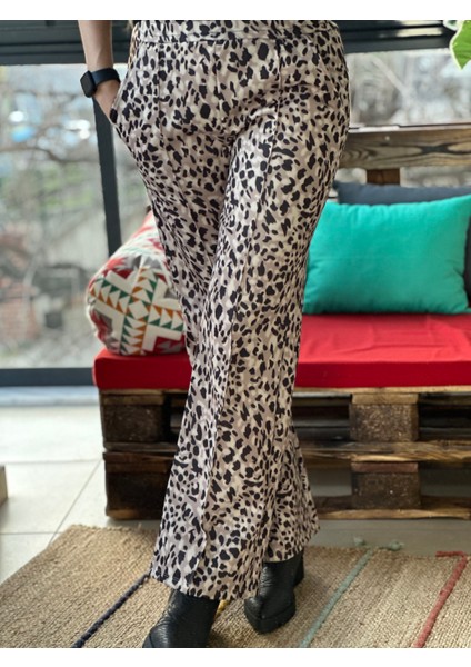 Leopar Pantolon Scuba Kumaş