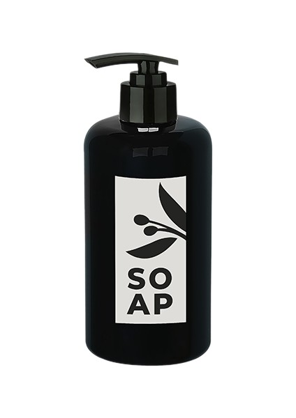 Sıvı Sabunluk Yuvarlak Plastik Pompalı 500 ml - Siyah