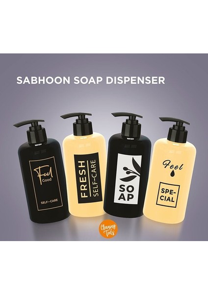 Sıvı Sabunluk Yuvarlak Plastik Pompalı 500 ml - Siyah