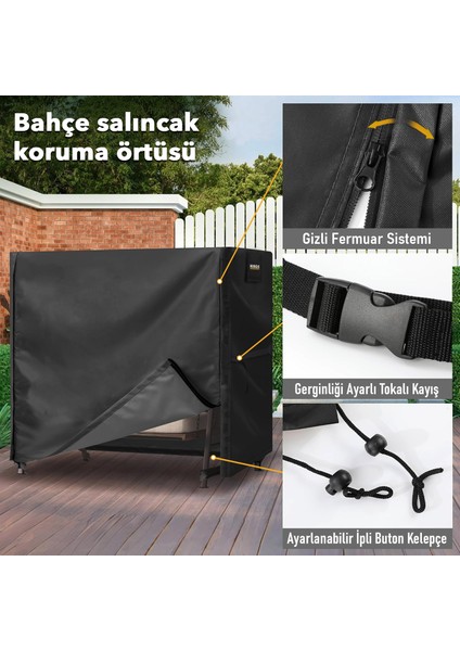 Bahçe Salıncak Koruma Örtüsü Üç Kişilik Tenteli Hamak Salıncak Kılıfı Branda 210 x 125 x 170 cm Gri