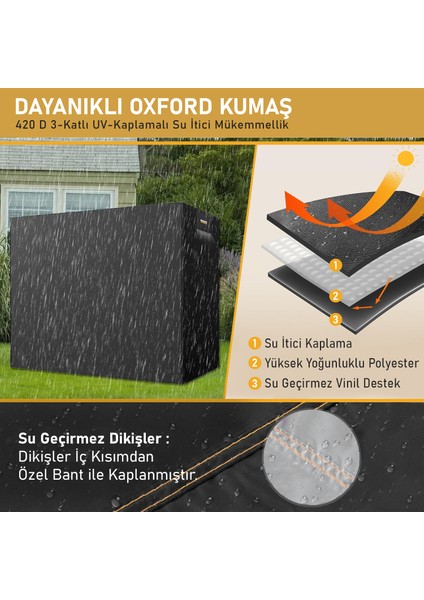 Bahçe Salıncak Koruma Örtüsü Üç Kişilik Tenteli Hamak Salıncak Kılıfı Branda 210 x 125 x 170 cm Gri
