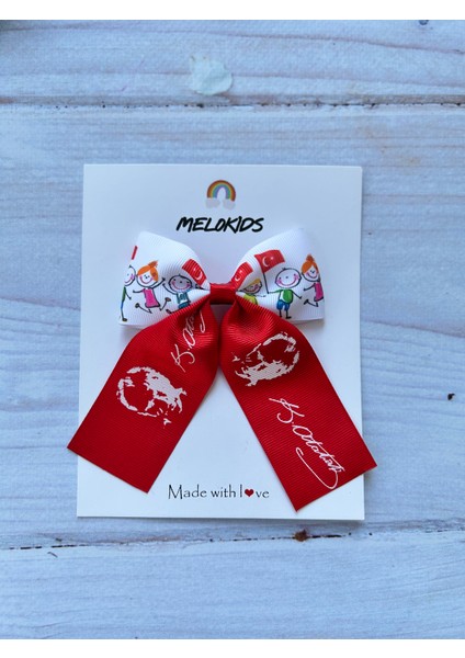 23 Nisan Atatürk Türk Bayrağı Desen Saç Tokası