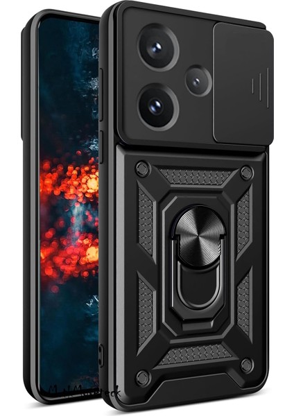 Oppo A3 A3X A3 4g Uyumlu Kılıf Kamera Korumalı Sürgülü Yüzüklü Standlı Armor Military Tank Kapak