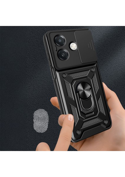 Oppo A3 A3X A3 4g Uyumlu Kılıf Kamera Korumalı Sürgülü Yüzüklü Standlı Armor Military Tank Kapak indirimleri