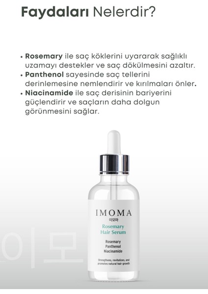 IMOMA Biberiye (Rosemary) ve Papatya Çiçeği Özü Serum Niacinamide B3 ve B5 Vitamini
