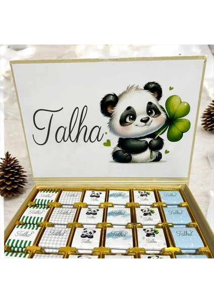 Lüks Kutulu Isme Özel Tasarımlı Kız-Erkek Bebek Çikolatası 48 Adet Dogum Günü-Hediyelik Çikolata