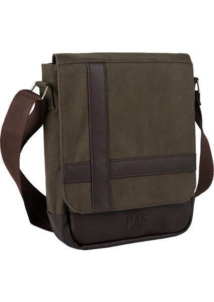 Unısex Kanvas Postacı Çantası Askılı Çanta Omuz Çanta Haki
