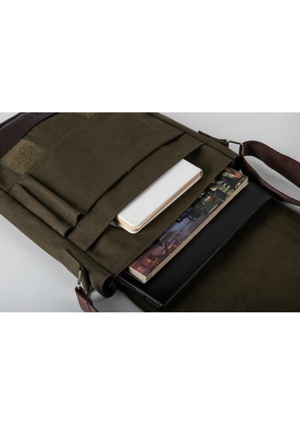 Unısex Kanvas Postacı Çantası Askılı Çanta Omuz Çanta Haki fiyatları