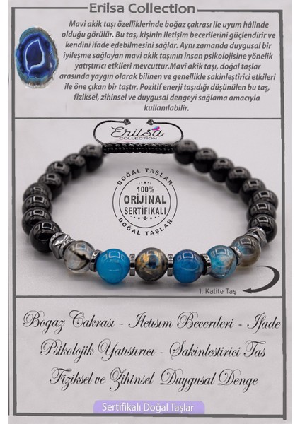 Sertifikalı Kaliteli Terahertz - Mavi Akik Taşı Bileklik - Ayarlamalı