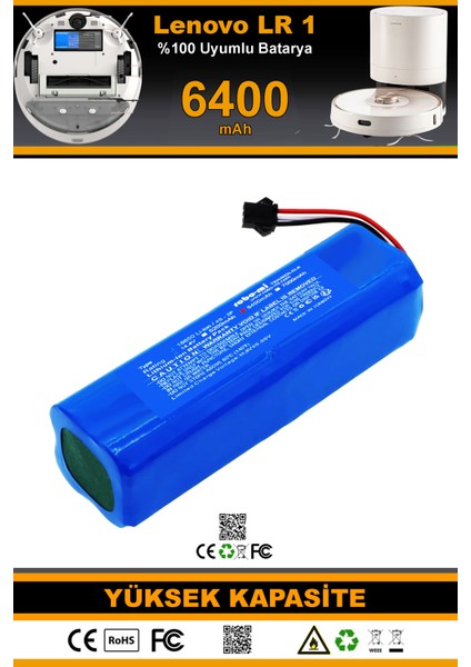 Lenovo Lr1 Uyumlu 6400 Mah Robot Süpürge Bataryası