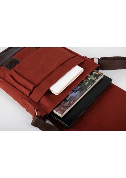 Unısex Kanvas Postacı Çantası Askılı Çanta Omuz Çanta Kiremit Kırmızısı fiyatları