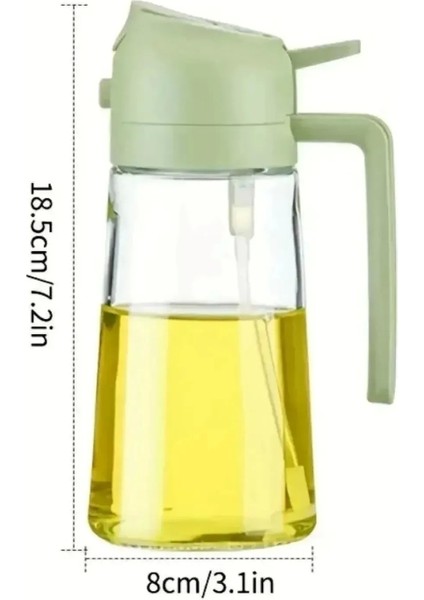 Çift Fonksiyonlu Cam Yağdanlık 450ML Zeytinyağı Sıvıyağ Şişesi Airfryer Sprey Yağlık Sirkelik 2 Adet