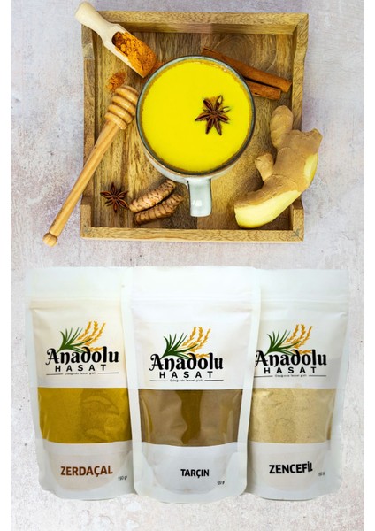 3'lü Set (Zerdeçal 150 gr-Zencefil 150 gr-Tarçın (Öğütülmüş) 100 gr)