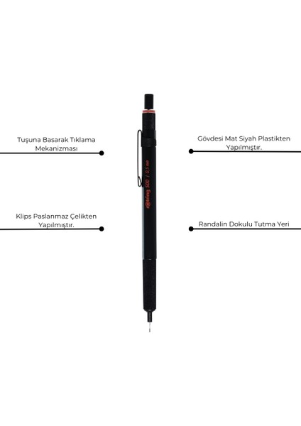 | 500 Versatil Kalem 0.5 mm Siyah, Metal Tutuşlu, Teknik Çizim Için fırsatları