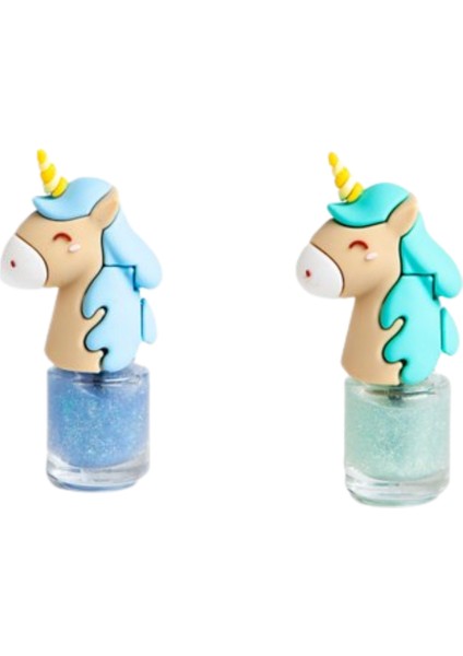 Unicorn Kız Çocuk 2'li Unicorn Figürlü Su Bazlı Oje Seti