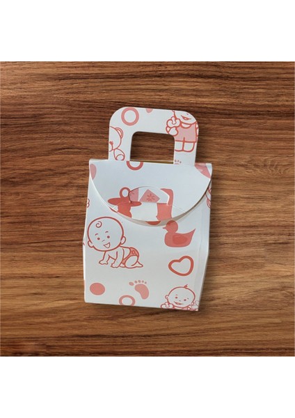 Çanta Bebek Emzik Desenli Kutu Lokum Kutusu Kına Kutusu 5,5x6,5x4 cm Paket 25 Li Poşet