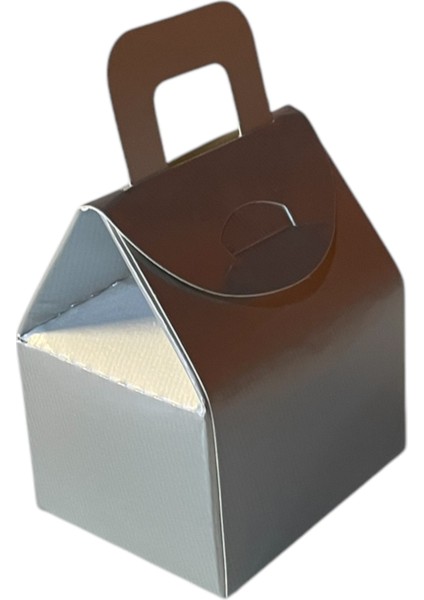 Çanta Gümüş Gri Kutu Lokum Kutusu Kına Kutusu 5,5x6,5x4 cm Paket 25 Li Poşet