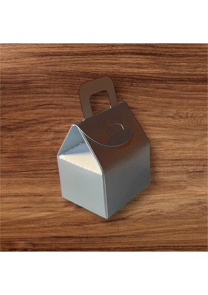 Çanta Gümüş Gri Kutu Lokum Kutusu Kına Kutusu 5,5x6,5x4 cm Paket 25 Li Poşet modelleri
