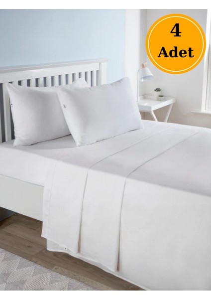 Otel Çarşafı Ekonomik Tek Kişilik Beyaz 180X235 cm 4'lü