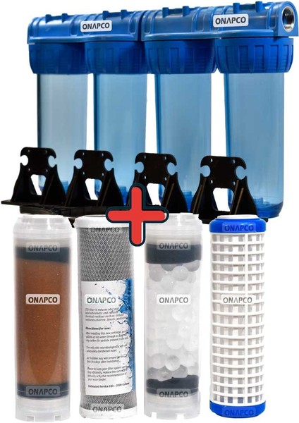 4 Aşamalı Tüm Ev Su Filtresi | Yıkanabilir Sediment, Aktif Karbon, Silifoz & Reçine Filtre | 32MM Bağlantı fiyatları