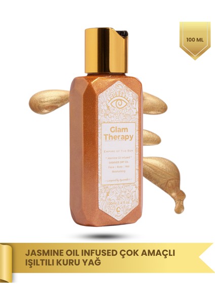 Golden Dust Jasmıne Oil Infused Işıltılı Kuru Yağ Işıltılı Vücut Yağı 100 ml Yüz-Vücut-Saç Yasemin ve Japon Kamelya Yağı