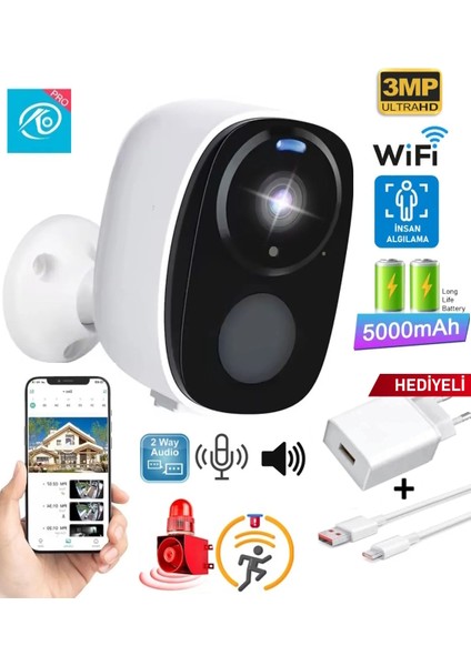 -3033 Kablosuz Wifili Bataryalı Şarjlı Wifi Kamera