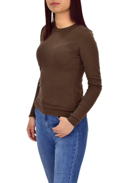 Kadın Düz Renk Vücuda Oturan Uzun Kollu Sweatshirt BGL-ST04209