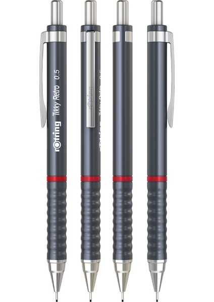 | Tikky Retro Versatil Kalem, 0.5 mm Uç, Metalik Gri, Ergonomik Tutuş