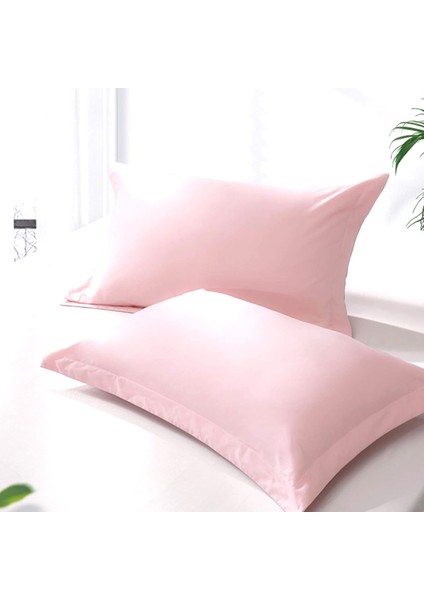 Pamuklu Volanlı Süs Dikişli Açık Pembe 2 Adet 50 x 70 Yastık Kılıfı