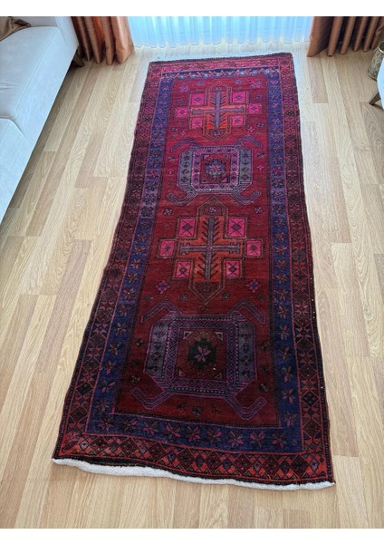 103 x 275 cm Muhteşem Renkli Yolluk, El Dokuma Vintage Yolluk, Modern Bohem Stili Halı, Harika Kondisyon