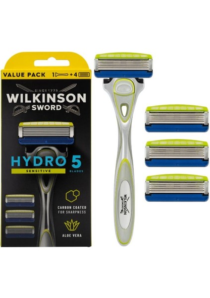 Hydro 5 Sensitive Aloe Veralı Erkek Tıraş Bıçağı Sapı + 4 Yedek Kartuş