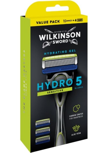 Hydro 5 Sensitive Aloe Veralı Erkek Tıraş Bıçağı Sapı + 4 Yedek Kartuş