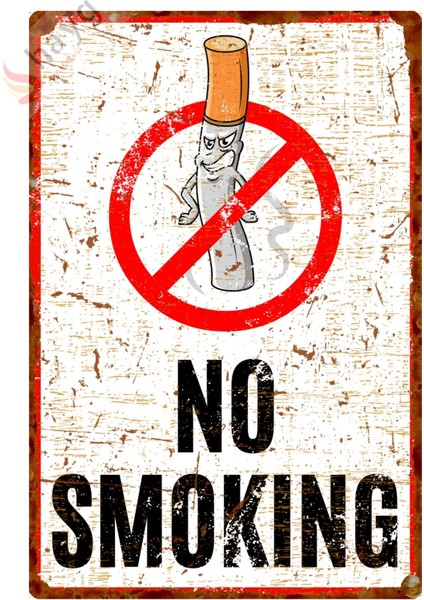 Sinsi Bakışlı No Smoking, Pas Görünümlü Sigara Içmek Yasaktır Alüminyum Uyarı Levhası