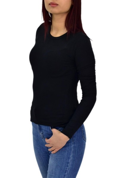 Kadın Düz Renk Vücuda Oturan Uzun Kollu Sweatshirt BGL-ST04296