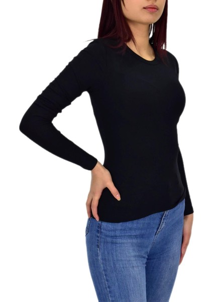 Kadın Düz Renk Vücuda Oturan Uzun Kollu Sweatshirt BGL-ST04296