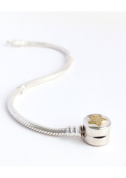 Gümüş P.ndora Işıltılı Shıne Yıldız O Klips Charm Taşıyıcı Kadın Bileklik Sevgililer Günü Hediye modelleri