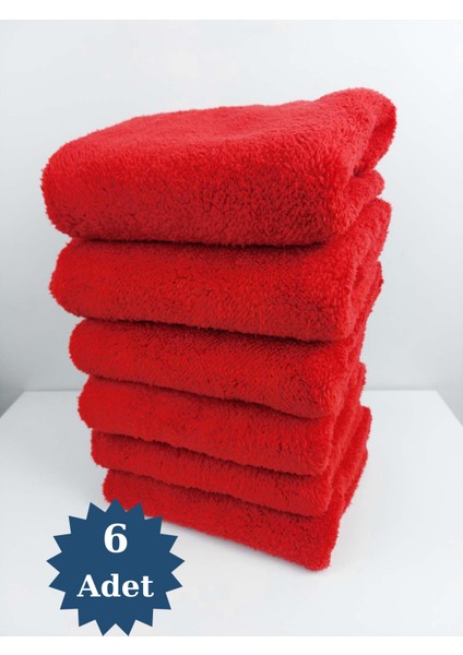 6'lı Kırmızı Mikrofiber Boya Tutmayan Kuaför Havlusu Berber Havlusu - 50 x 90 cm - Leke ve Solmaya Dayanıklı