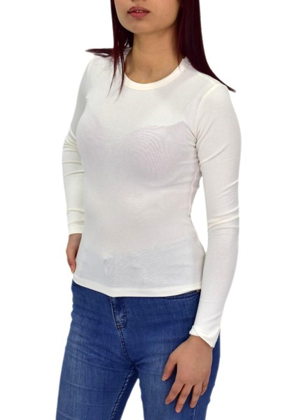 Kadın Düz Renk Vücuda Oturan Uzun Kollu Sweatshirt BGL-ST04296