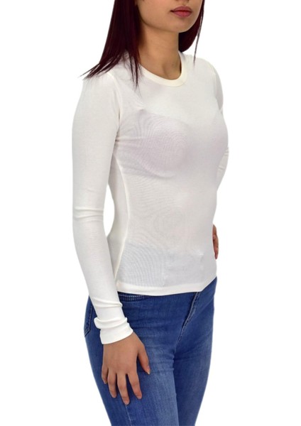 Kadın Düz Renk Vücuda Oturan Uzun Kollu Sweatshirt BGL-ST04296