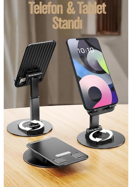 Kaliteli Katlanabilir 360 Dönen Ayarlı Telefon Tutucu Masaüstü Telefon Tablet Standı S014