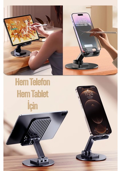 Kaliteli Katlanabilir 360 Dönen Ayarlı Telefon Tutucu Masaüstü Telefon Tablet Standı S014