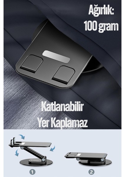 Kaliteli Katlanabilir 360 Dönen Ayarlı Telefon Tutucu Masaüstü Telefon Tablet Standı S014