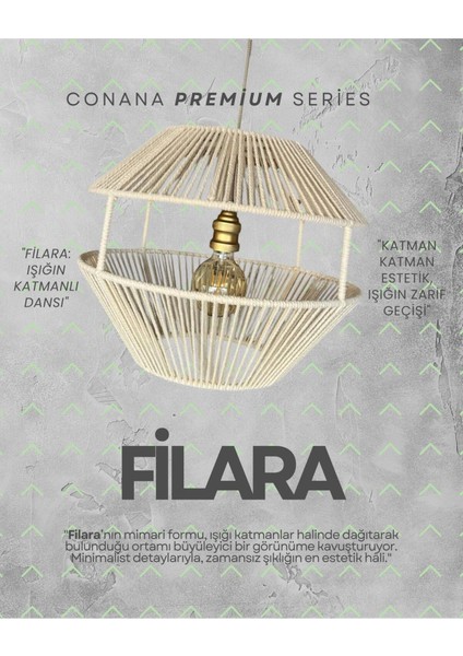 Filara Sarkıt Avize - Makrome Ip, Metal Iskelet (Ampul Dahil Değildir)
